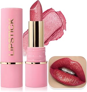 Lápiz labial metálico con purpurina de larga ...