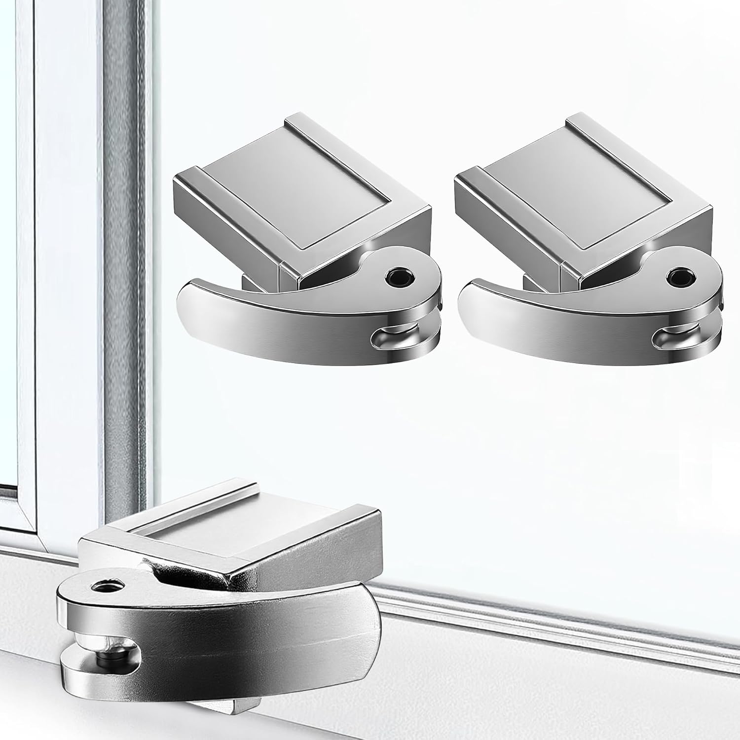 5 Pack Sliding Window Locks, Adjustable Security for Vertical & Horizontal Windows, Easy Install, Fits 1/16 inch to 7/8 inch Wide Rail, Enhanced Safety for Home & Office (Silver)