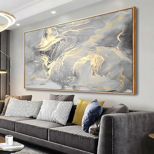 Miniatura 18 de Arte abstracto para pared, impresiones artísticas de pared, pintura en lienzo, negro, amarillo, azul, obra de arte moderna grande para sala