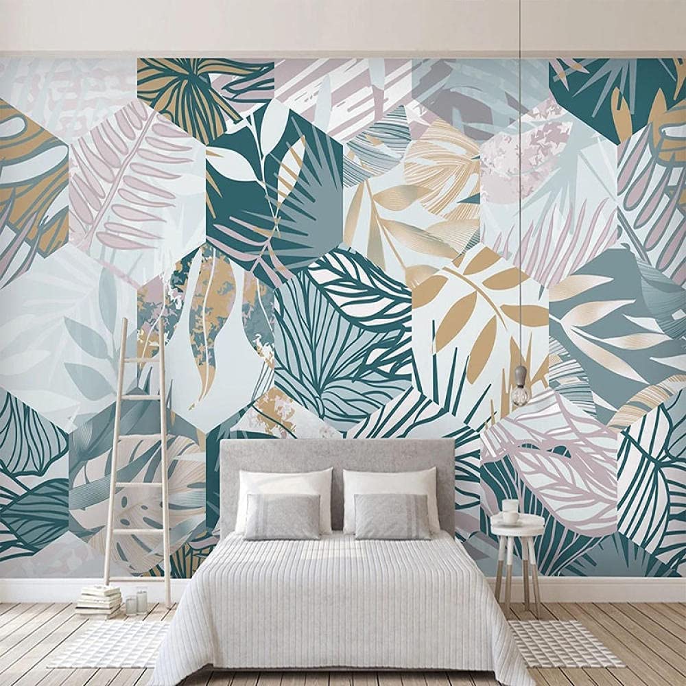 3D Personalizado Gran Pegatina De La Pared Hojas De Plantas Tropicales Papel Pintado Mural Respetuoso Con El Medio Ambiente Resistente A Las Manchas Sala De Estar Oficina Hotel 200(ancho)x150(alto) cm