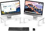Bracwiser Monitor Stand Riser, Metal Computer Stand, 3 Height Adjustable Screen Riser with Mesh Platform for PS4, Laptop, Printer, Notebook and All Flat Screen, Holds Up to 20KG