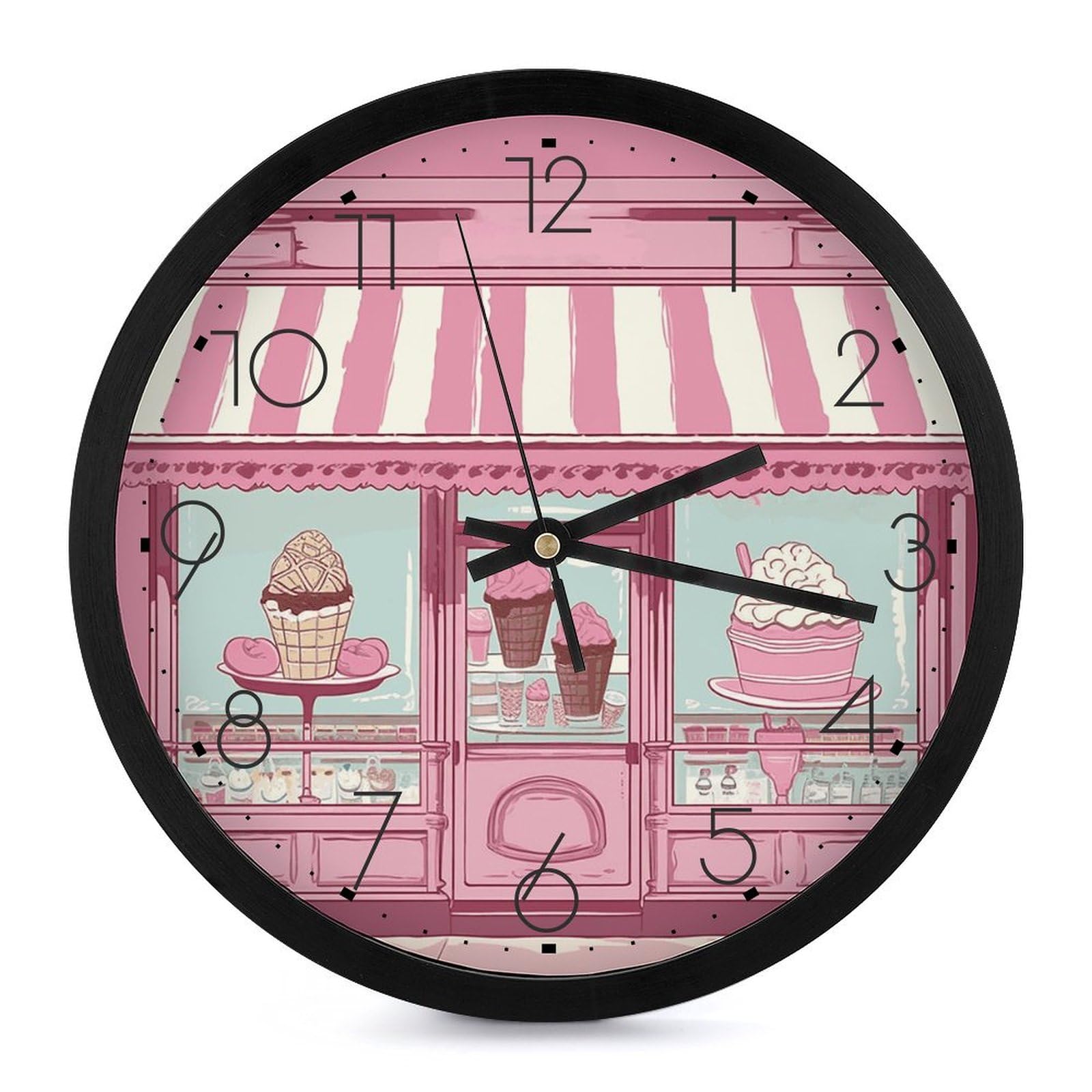 Horloge murale rose de 25,4 cm silencieuse et moderne à piles pour salon