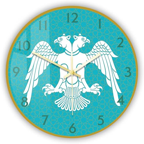 Miniatura 1 de The Geeky Days Reloj de pared de cuarzo silencioso de 12 pulgadas, selyúcida con diseño de águila de doble cabeza, diseño de impresión acrílica,