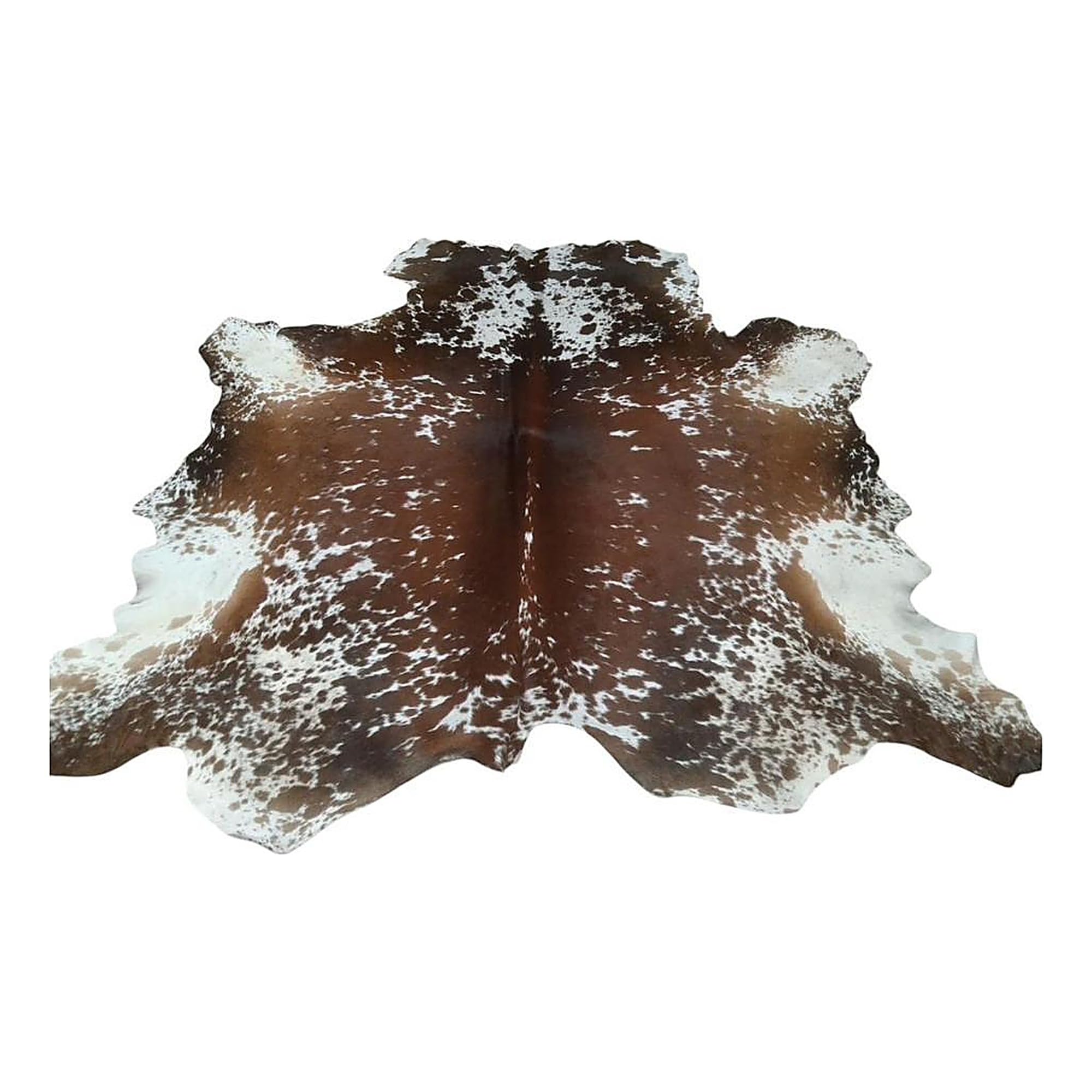Générique Tapis en Peau de Vache Véritable Marron et Blanc – Ref. N°18 – 2.06 x 2.06 m – Pièce Unique Naturelle, Décoration Salon