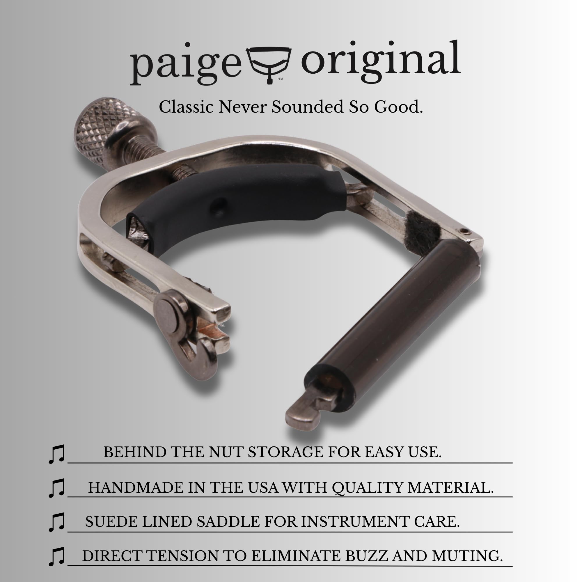 Paige™ »Original Capo P-BN« Capotasto per Banjo 5-Corde e Mandoline - Finitura: Nichel Satinato