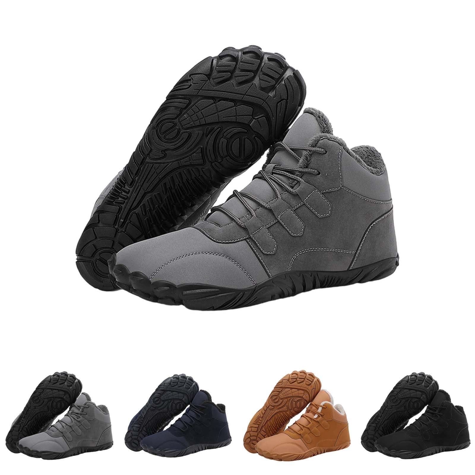generisch Scarpe invernali a piedi nudi, comode, con calda imbottitura, con ampia scatola per dita a piedi, invernali, da uomo e da donna, con calda imbottitura, grigio., 41 EU