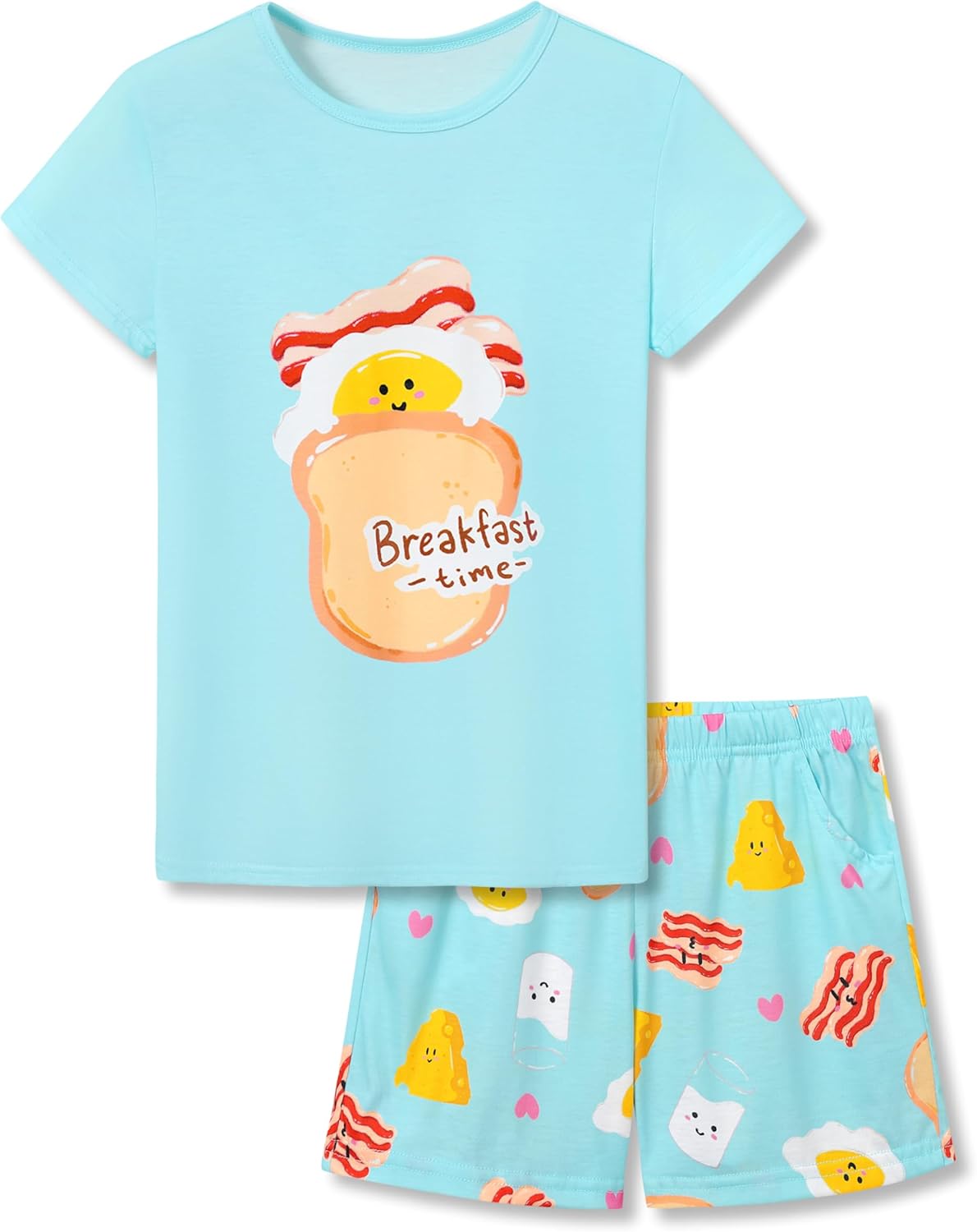 Topgal Boys Girls Pajamas Summer Jammies Short Sleeves Matching 2 Piece Set Trendy PJS for Little & Big Kids Size 6-18