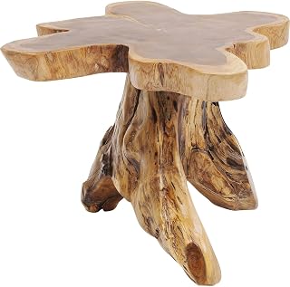 Kare Design Beistelltisch Tree Natur, Braun, 48-54cm Durchmesser, Handarbeit, jedes Stück ein Unikat, Pflegeleicht, Wohnzimmertisch, Couchtisch, Teak Massivholz, Lakiert, 40x50x50cm (H/B/T)