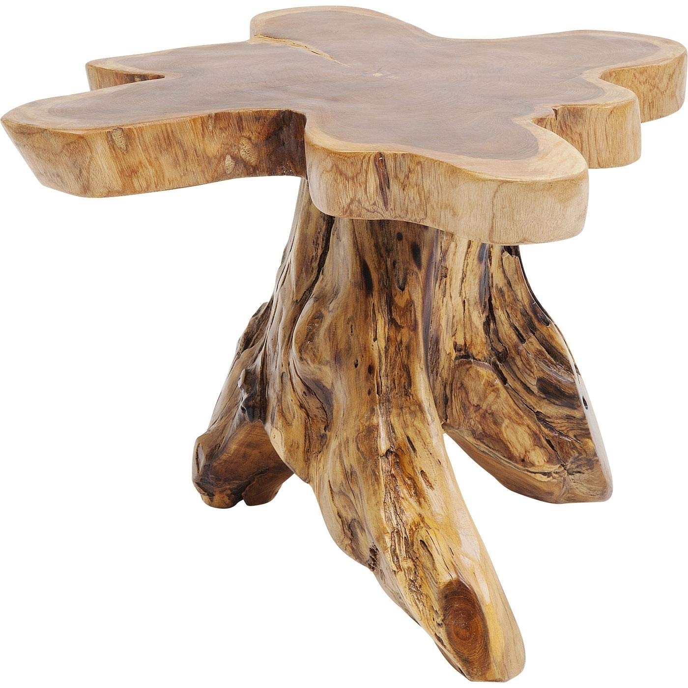 Kare Design Beistelltisch Tree Natur, Braun, 48-54cm Durchmesser, Handarbeit, jedes Stück ein Unikat, Pflegeleicht, Wohnzimmertisch, Couchtisch, Teak Massivholz, Lakiert, 40x50x50cm (H/B/T)