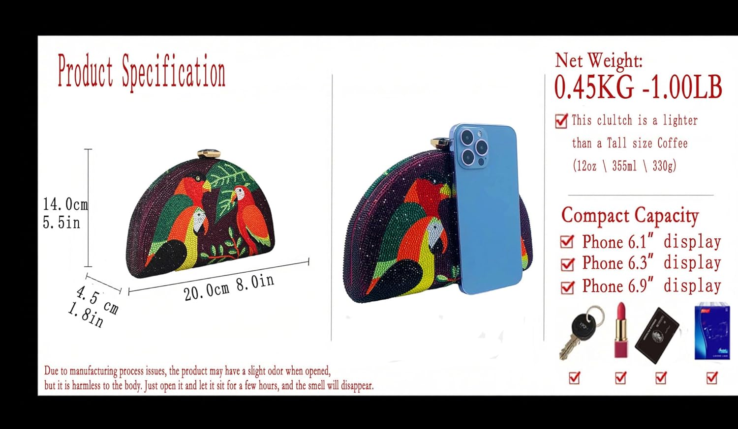 Boutique De FGG Parrot Women Lilac Crystal Evening Handbags Cocktail Prom Dinner Rhinestone Clutch Purse - Image 3