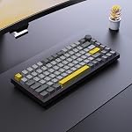 Ajazz AK820 75% Clavier de jeu mécanique filé avec le bouton de volume, crémeux silencieux sur mesure joint à clavier, chaud swappable 3/5 épingle, Sud-Façage RGB, PBT Captures-clés pour PC Jeu Mac