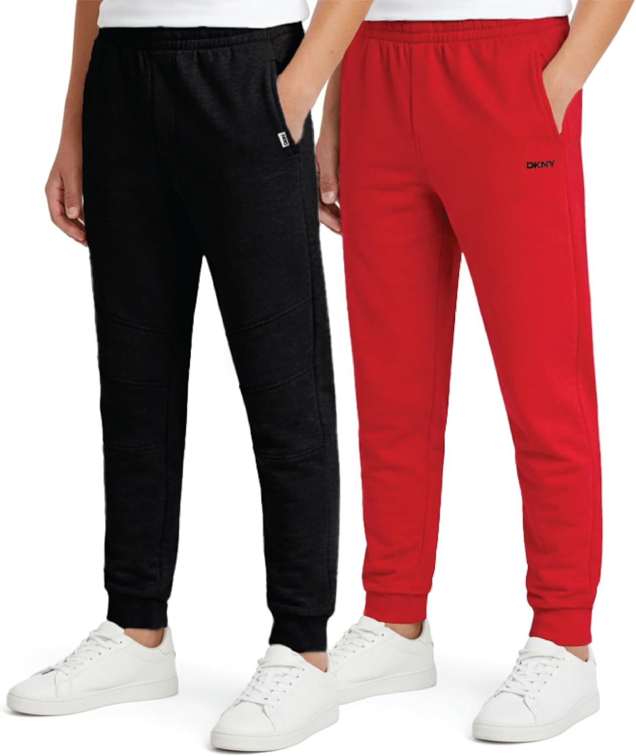 DKNY Boys Sweatpants - 2 Pack Active Performance Soft Fleece Boys Joggers Athletic Pants with Elastic Waistband and Pockets
