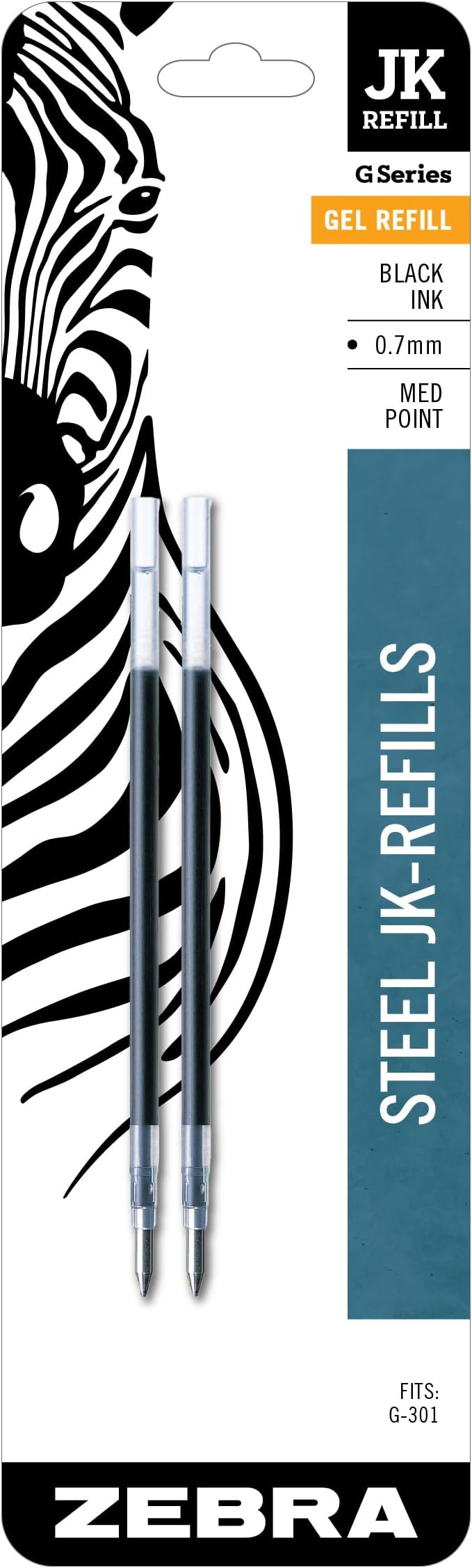 JK Refills for G301Gel Rollerball Pens, Medium Point, 2/Pack, Black Ink