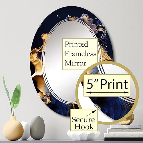 Miniatura 3 de DesignQ Espejo de tocador con geoda de mármol abstracto, espejo de baño, espejos de pared para sala de estar, dormitorio, espejo ovalado, grande, 20