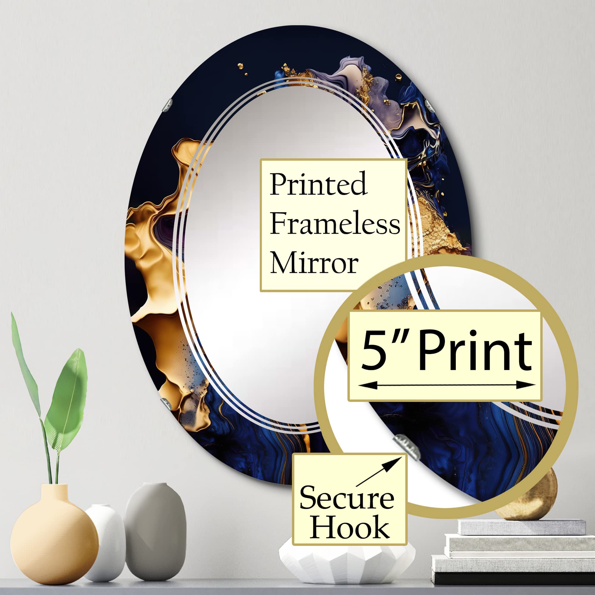 Espejo De Pared Grande Para Baño, Espejo Ovalado De 26 X 18 Pulgadas