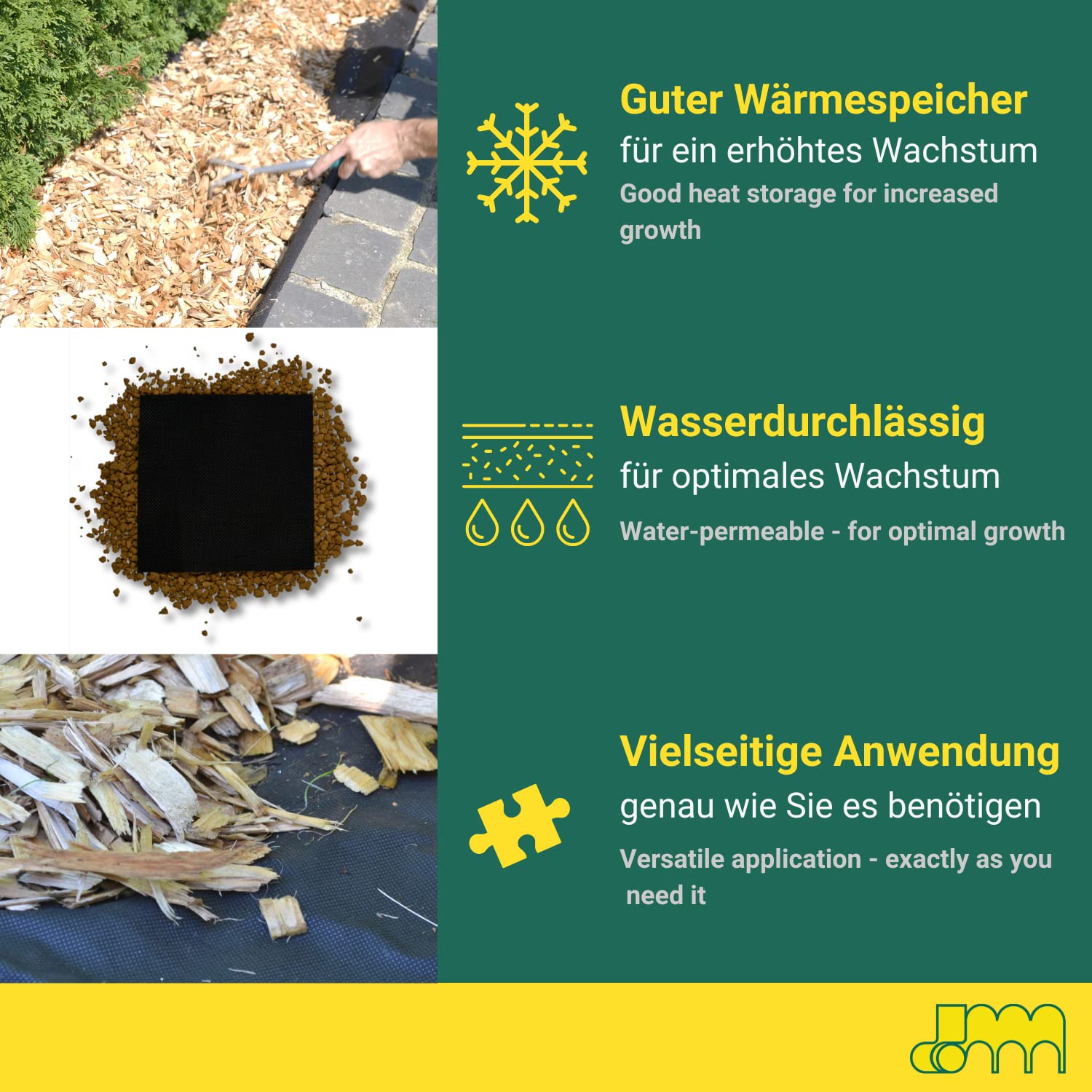 AGRI plus Fieltro para las malas hierbas de alta calidad para jardín con una fuerte resistencia a los rayos UV, permeable al agua y extremadamente resistente a la rotura, para una perfecta protección