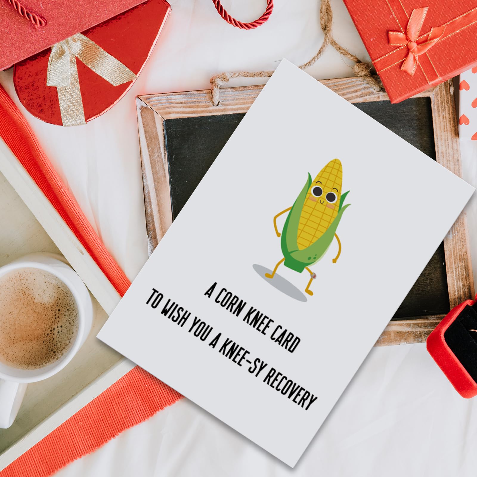 Funny Corn Get Well Soon Card for Family Friend, Knee Surgery Recovery Card for Him Her, Knee Replacement Gift for Patient, A Corn Knee Card to Wish You A Knee-sy Recovery