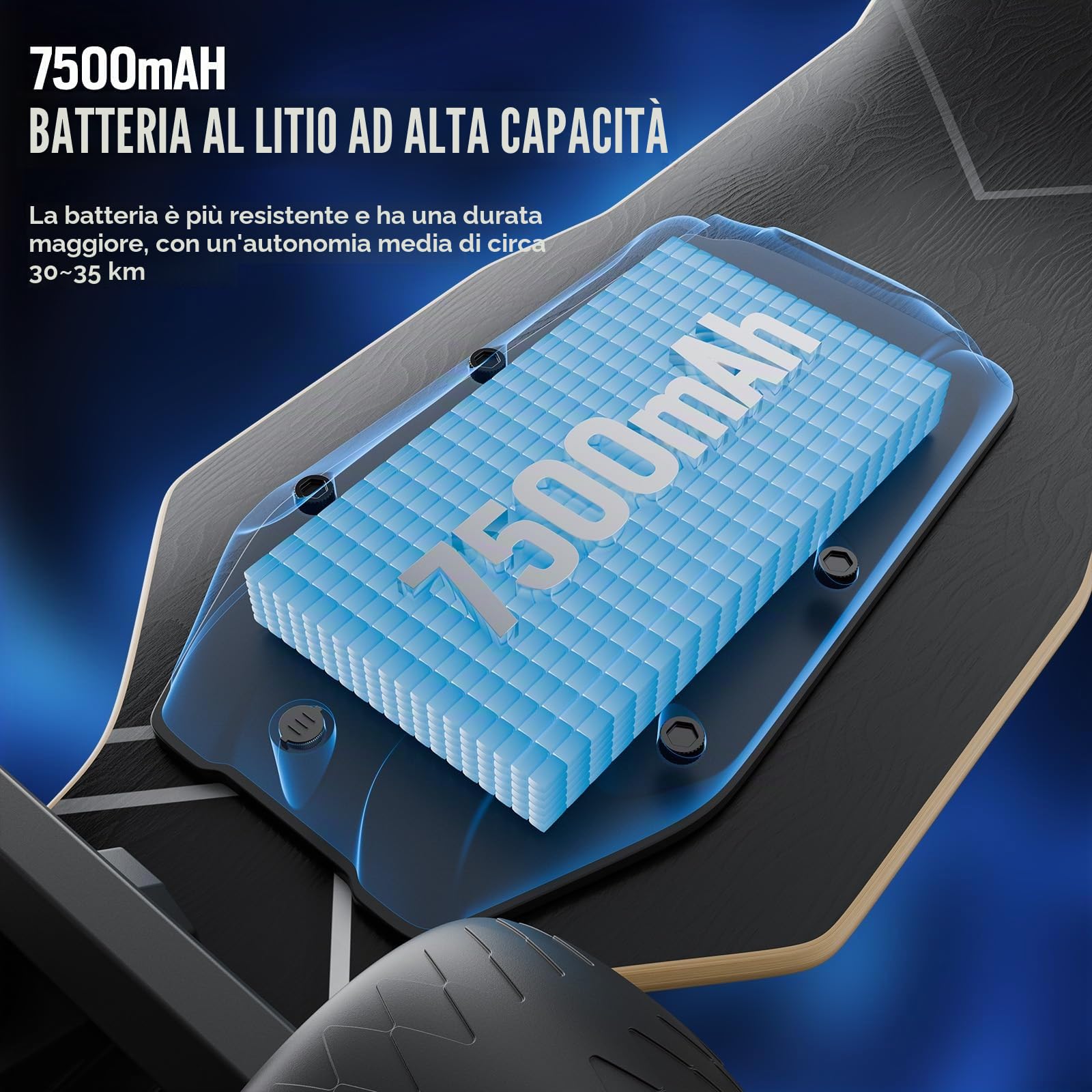 S3 Skateboard Elettrico per Adulti e Ragazzi, Motore da 1100 W, 45 km/h, Velocità Massima, Telecomando con OLED con Display