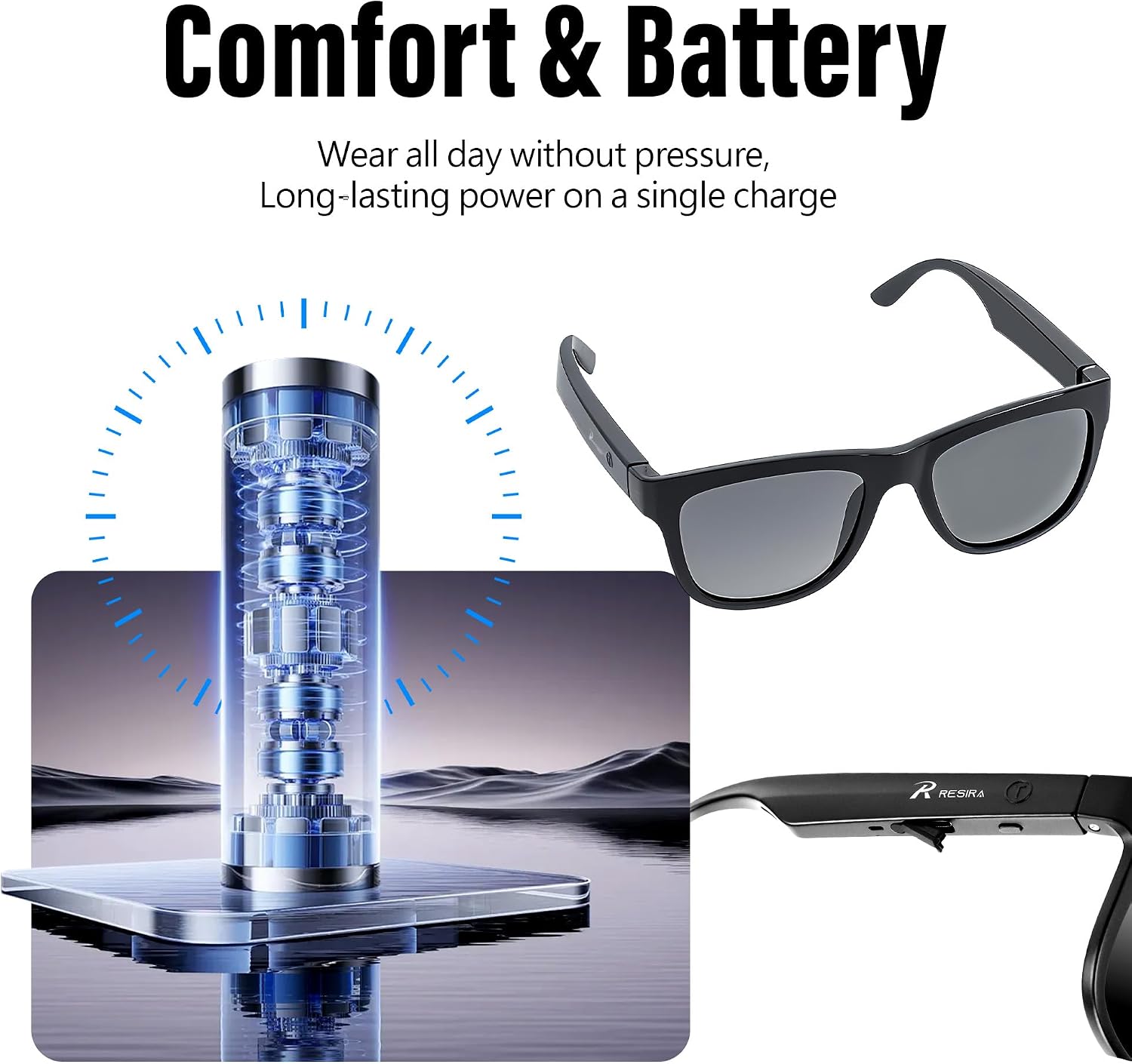 Smart Audio Sunglasses – Wireless Connectivity, Hands-Free Calling & Music, UV400 Protection, Open-Ear Sound, Ideal for Outdoor Sports & Daily Commute