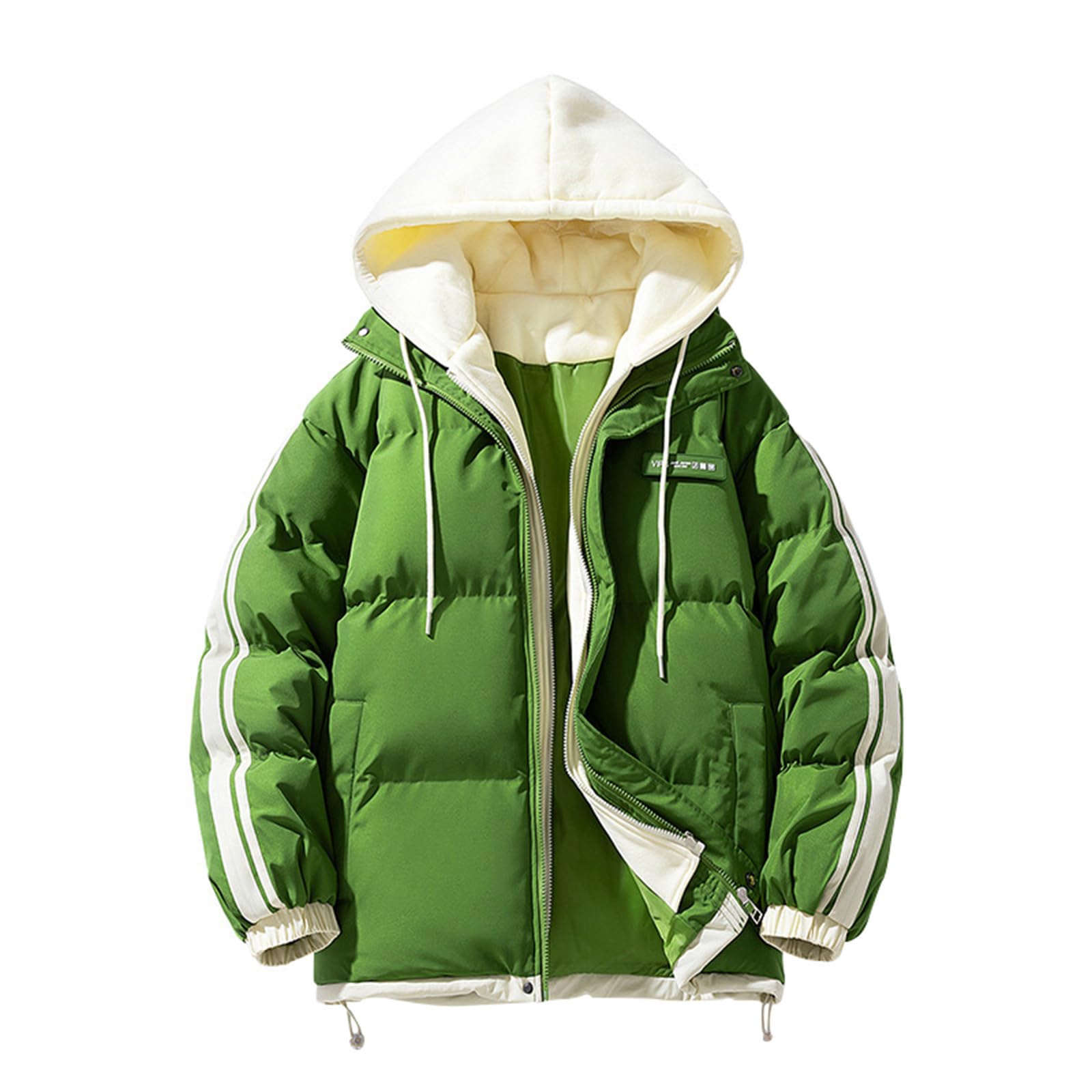 Generisch Chaqueta de plumón para hombre, cálida y cálida, con capucha, impermeable, cortavientos, para exteriores, chaqueta gruesa con capucha y cremallera, chaqueta acolchada 2 en 1, abrigo de