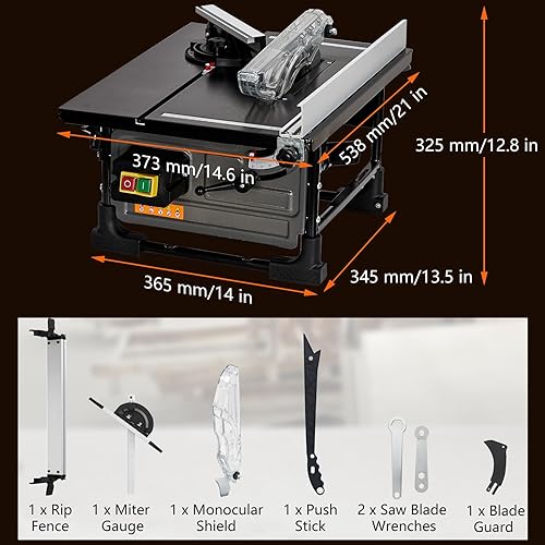 Miniatura 5 de Sierra de mesa para lugar de trabajo, motor de cobre de 8 pulgadas y 6.7 amperios, velocidad de corte de hasta 3576 RPM, hoja 24T, kit de sierra de