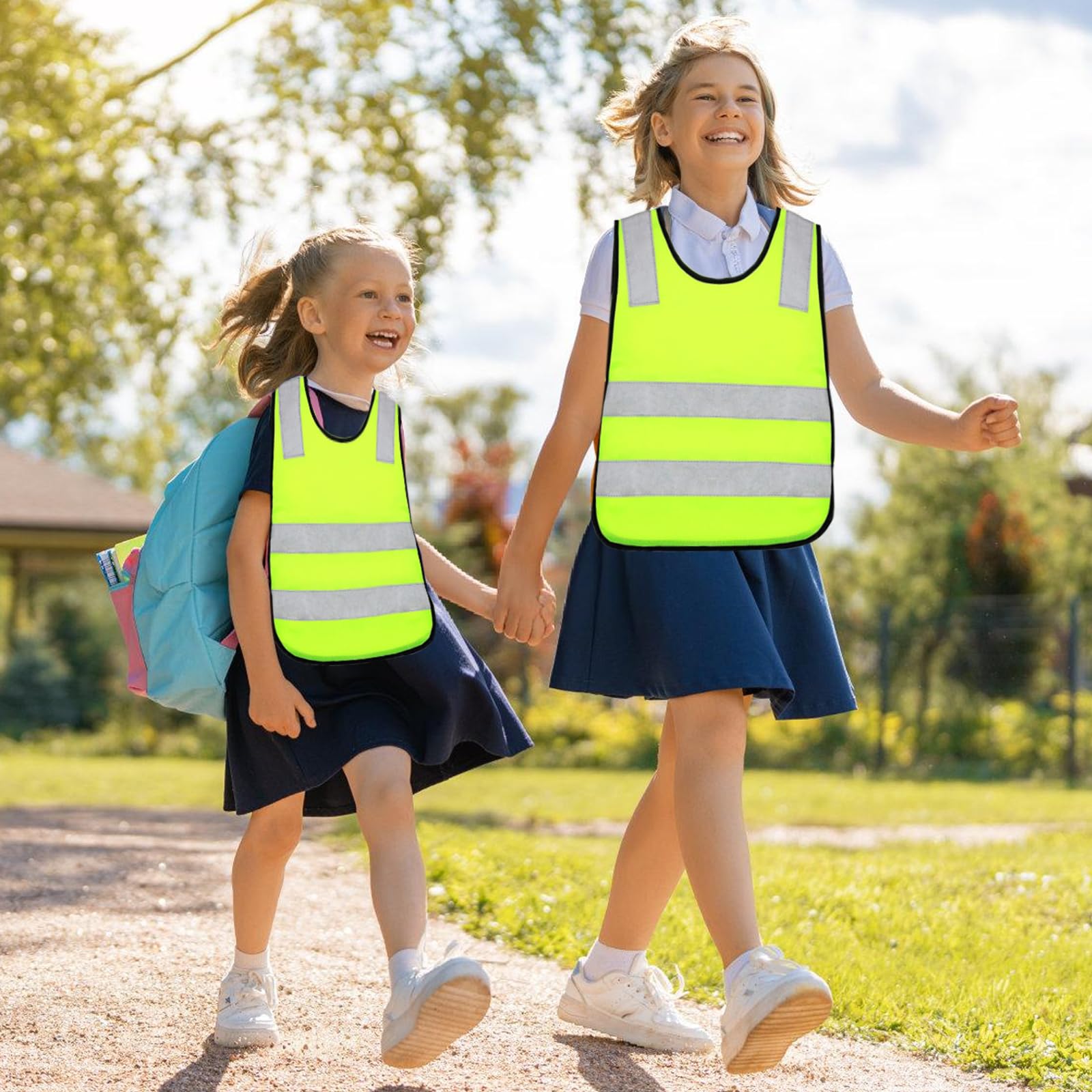 Gilet De Sécurité pour Enfants, 10 Pièces Gilets de Sécurité pour Enfants, Gilet de Sécurité Enfants Réfléchissant pour Vélos pour Enfants (3-12 Ans), pour Course en Extérieur, Cyclisme, Sport