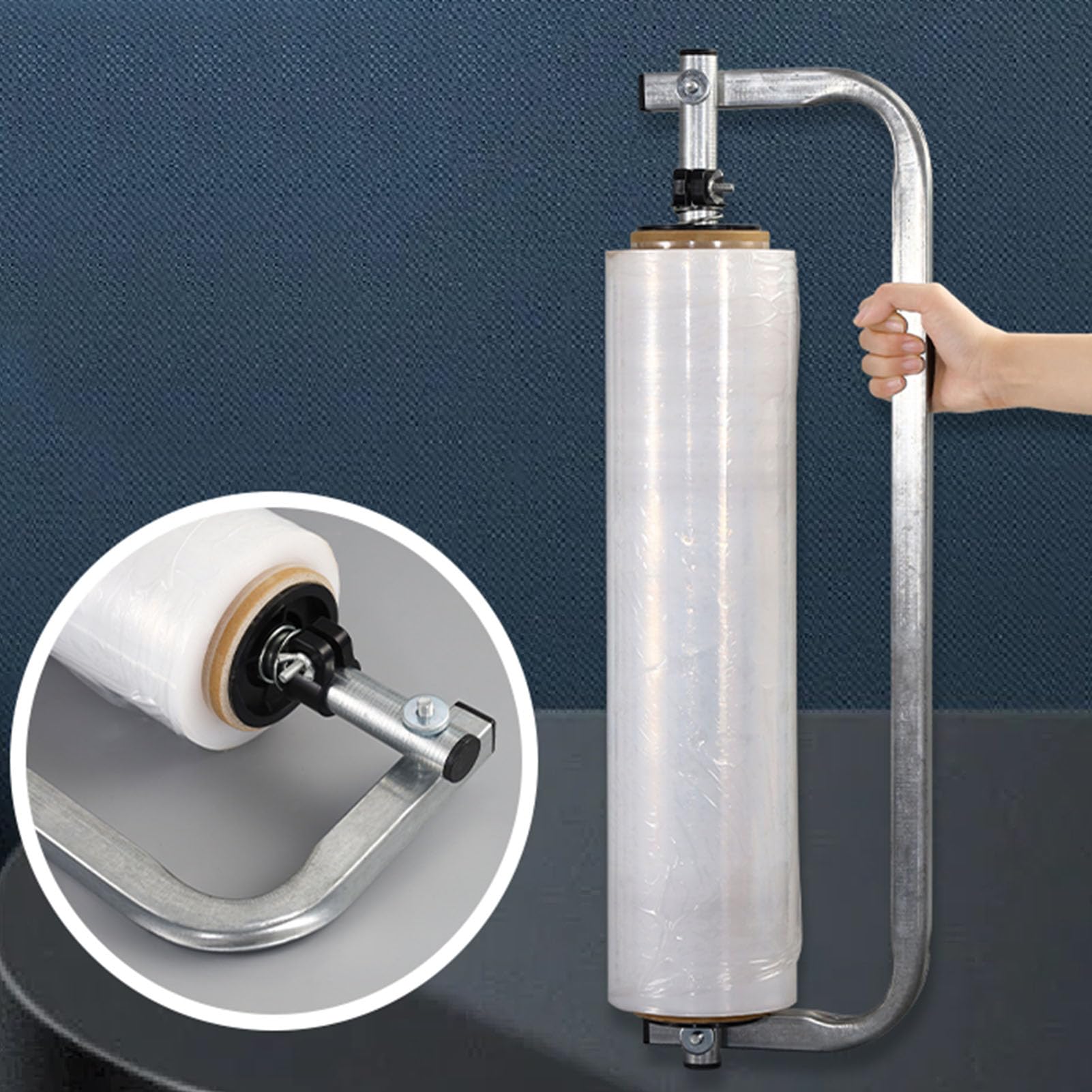 Soporte para Dispensador de Film Estirable – Herramienta Manual de Envoltura Retráctil para Envíos y Mudanzas Industriales (Se Ajusta a 63 cm)