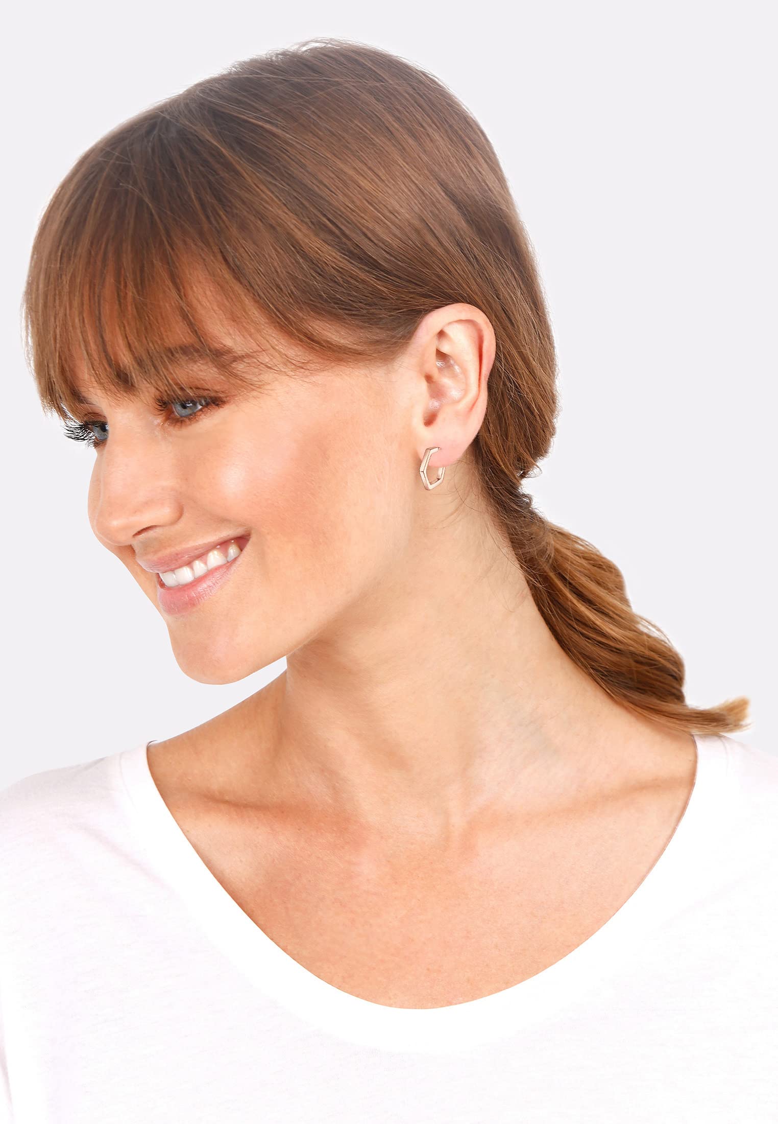 Elli Damen Creolen Hexagon 925 Sterling Silber
