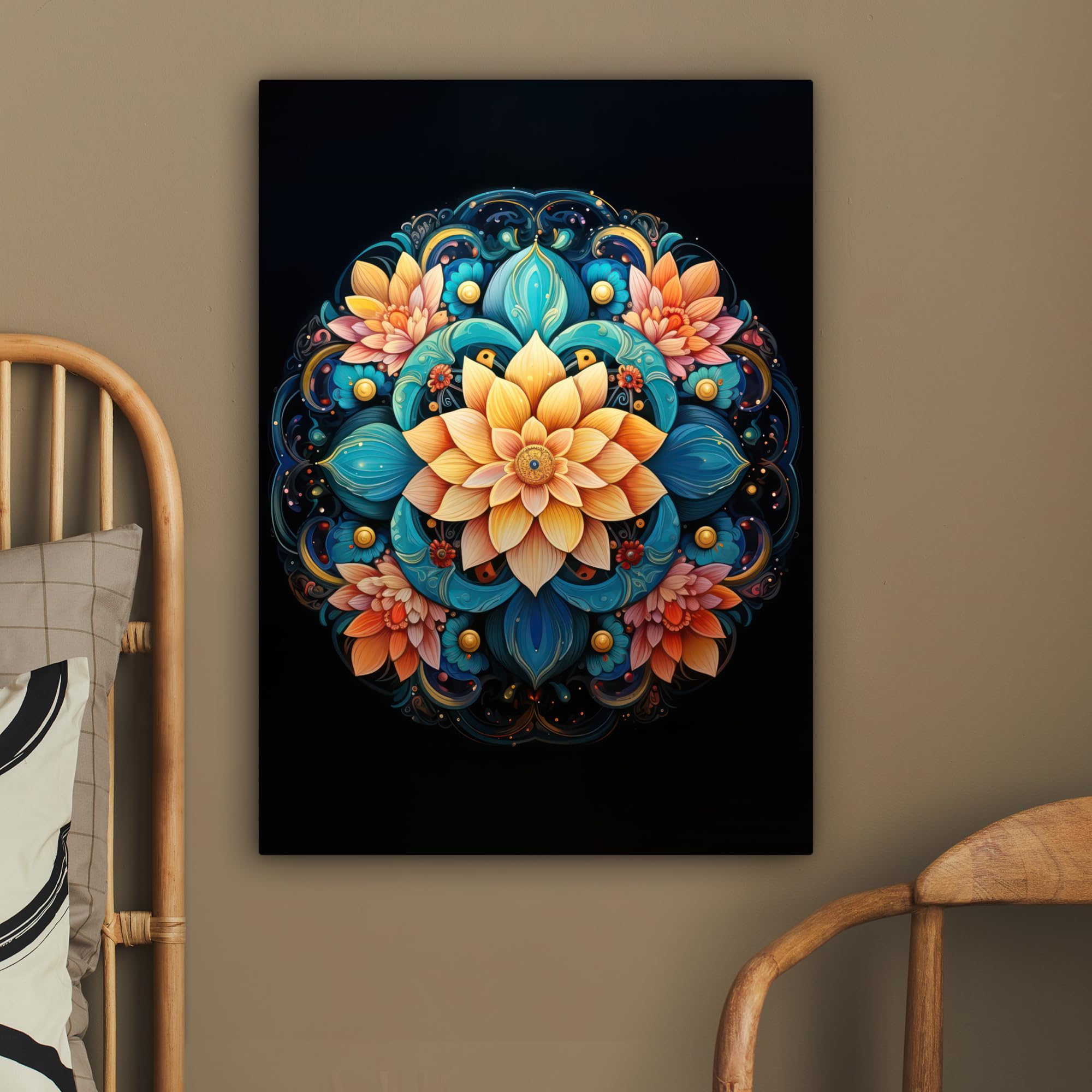 MuchoWow© Canvas Schilderij 60x80 cm Kamer Decoratie Woonkamer Slaapkamer Room Decor Wanddecoratie Wall Art Painting Regenboog - Pastel - Design - Abstract