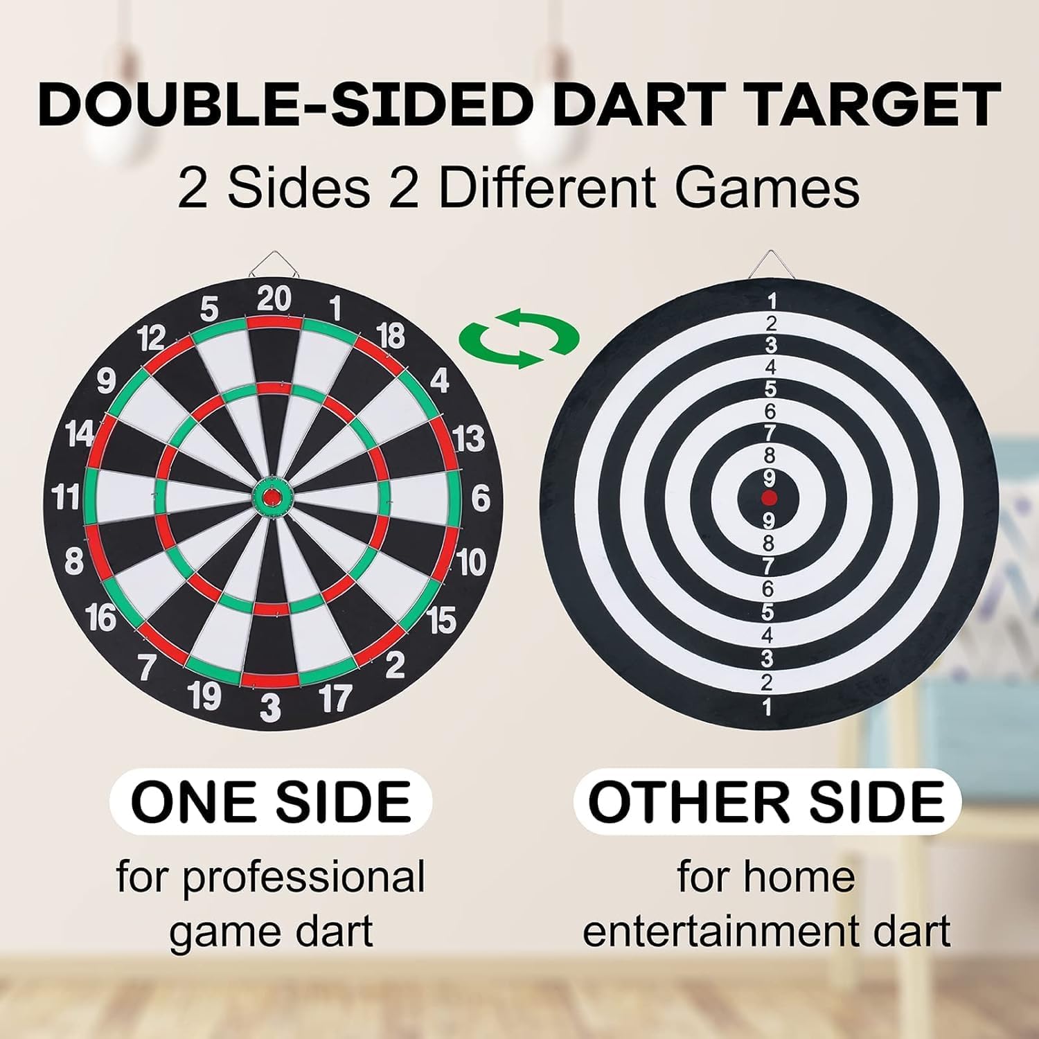 VAALYA TOYS Games & Sports Expert 17" Regulation Size Steel Tip Dartboard Game Set with 6 Steel Tip Needle Darts. Excellent Bristle/Sisal, Paper Baseball, Bullseye, Dart Board Game Set 2