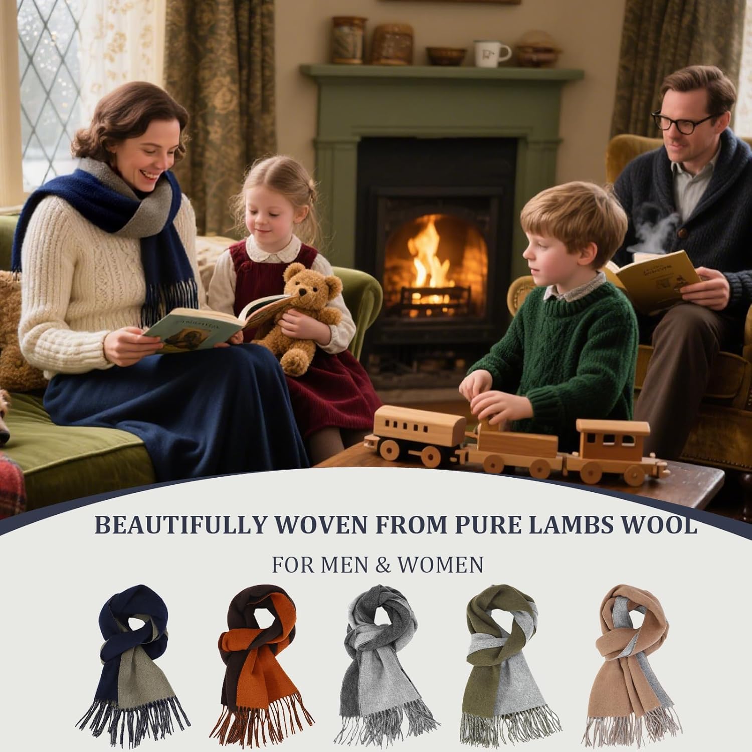 100% Wool Scarf for Men Women,Thick Long Warm Winter Scarves,Merino Wool Scarf for Cold Weather - Image 2