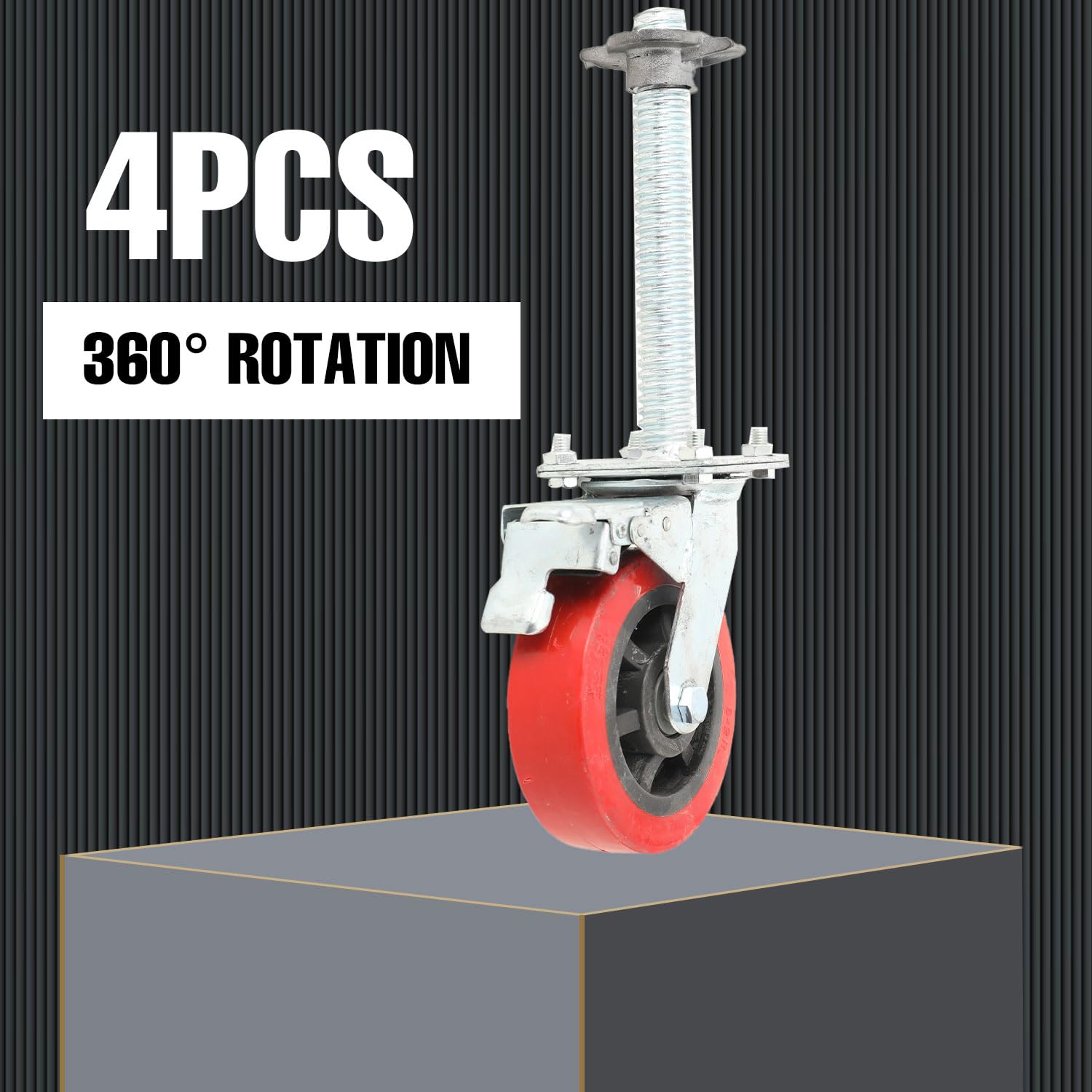 Gerüstrollen 150mm 4Pcs Gerüst Räder Transportrollen Set Lenkrollen Gerüsten Rollfuß Spindelrollen Lenkrollen mit Bremse 500kg Tragkraft, 360° Drehbarkeit Möbelrollen Schwerlastrollen