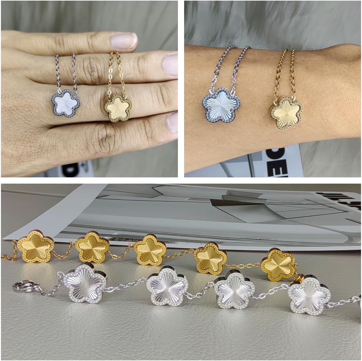 Daisy Necklace Set for Women 18k Gold Plated Cross Necklace Lucky Flower Chain necklace Gifts for Love - Image 3