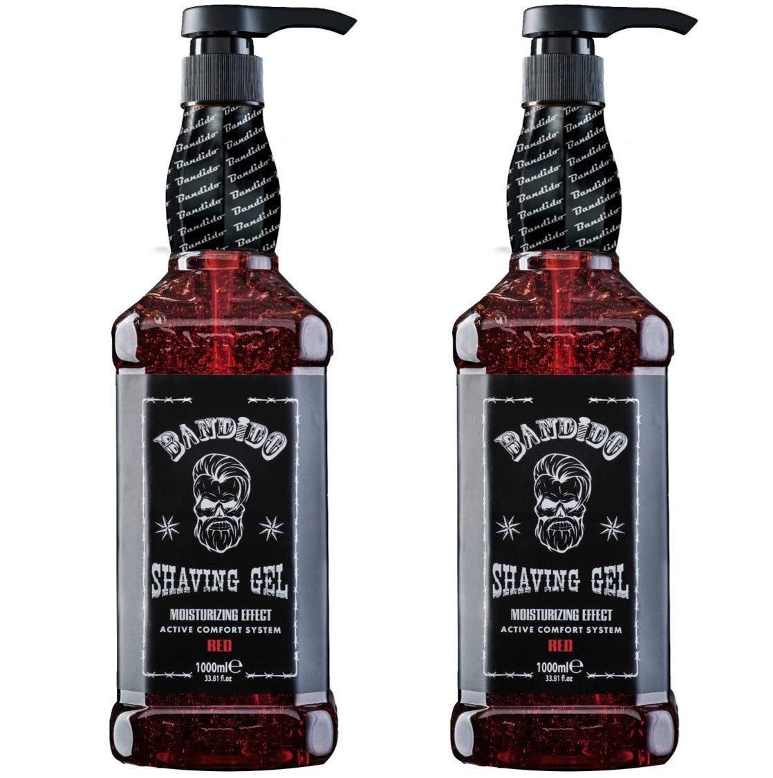 Bandido Shaving Gel Men RED 2er-Set (2 x 1000ml) Rasiergel blau transparent Männer Rasur Herren nicht-schäumend präzise Rasur der Bartkonturen mit jeder Rasierklinge Herren verwendbar (Red 2 x 1000ml)