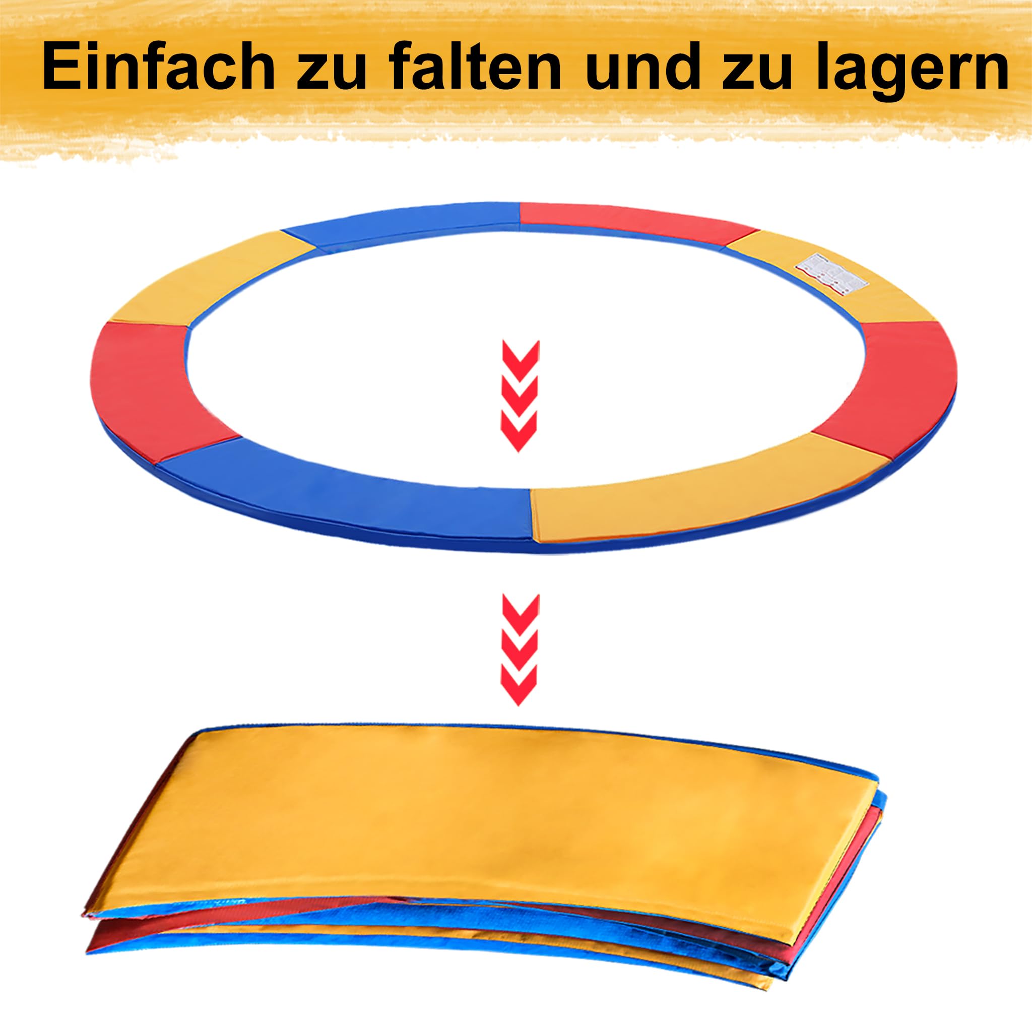 XMTECH Cubierta para borde de cama elástica, diámetro 244/305/366 cm, cubierta de muelles, protección de bordes, alfombrilla de seguridad, resistente a los rayos UV, 30 cm, azul/tricolor