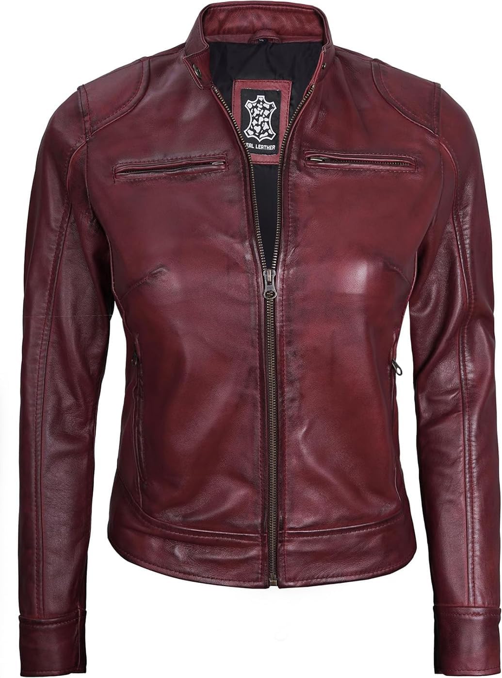 Decrum Leather Jackets For Women - Cafe Racer Style Casual Womens Leather Jacket - Image 3