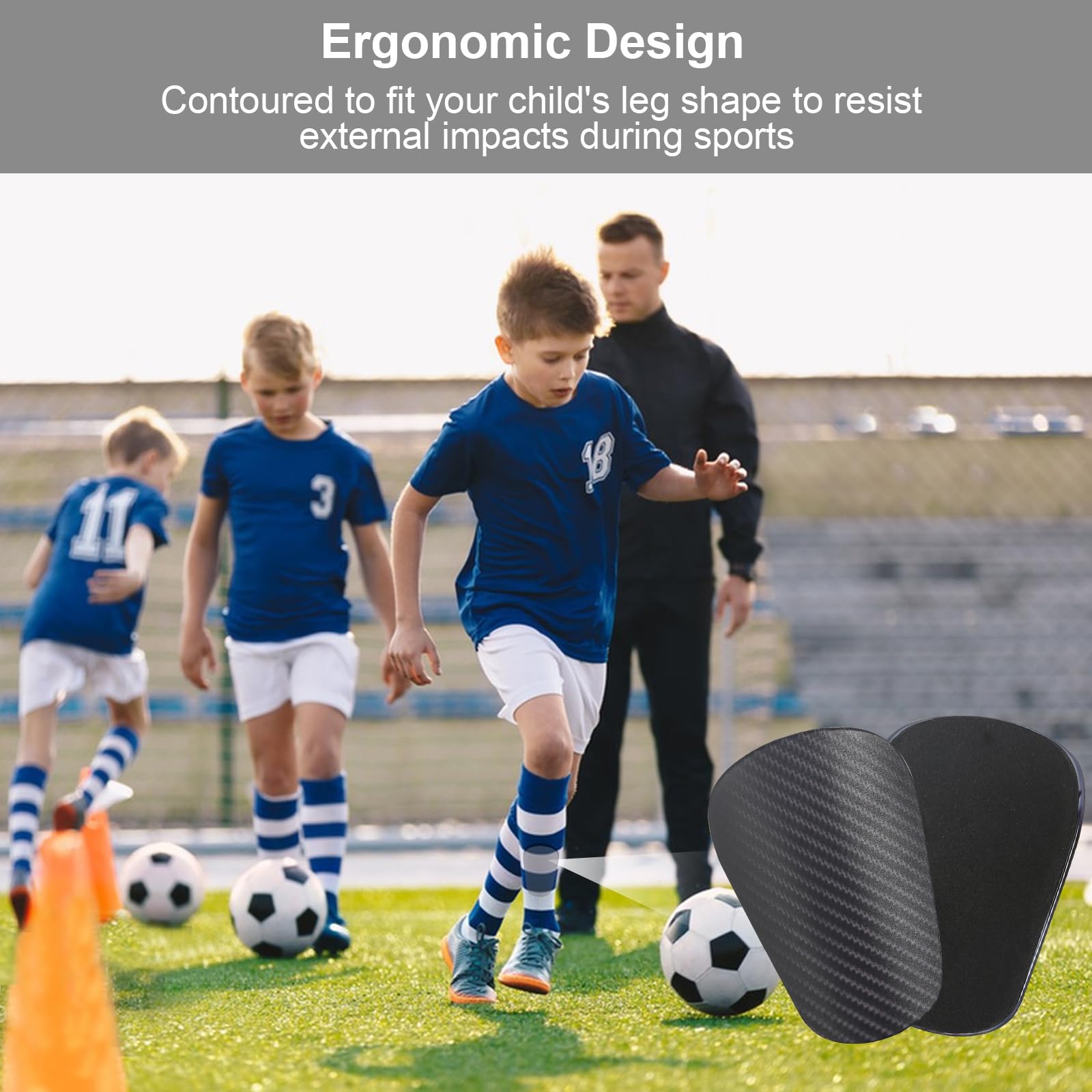 Parastinchi Allenamento Parastinchi Da Calcio Per Bambini Con Cinturino Regolabile - Colore Nero, Protezione Leggera E Comoda Parastinchi Neri