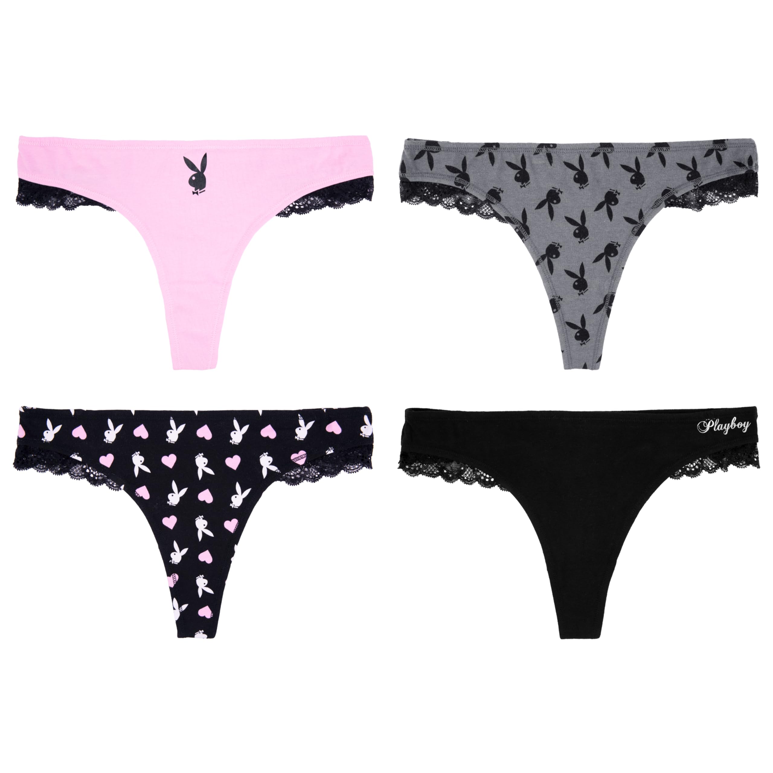 PlayboyWomen's Juniors Ladies Bunny Print Underwear and Sports Bra Sets in Sizes XXS-XL