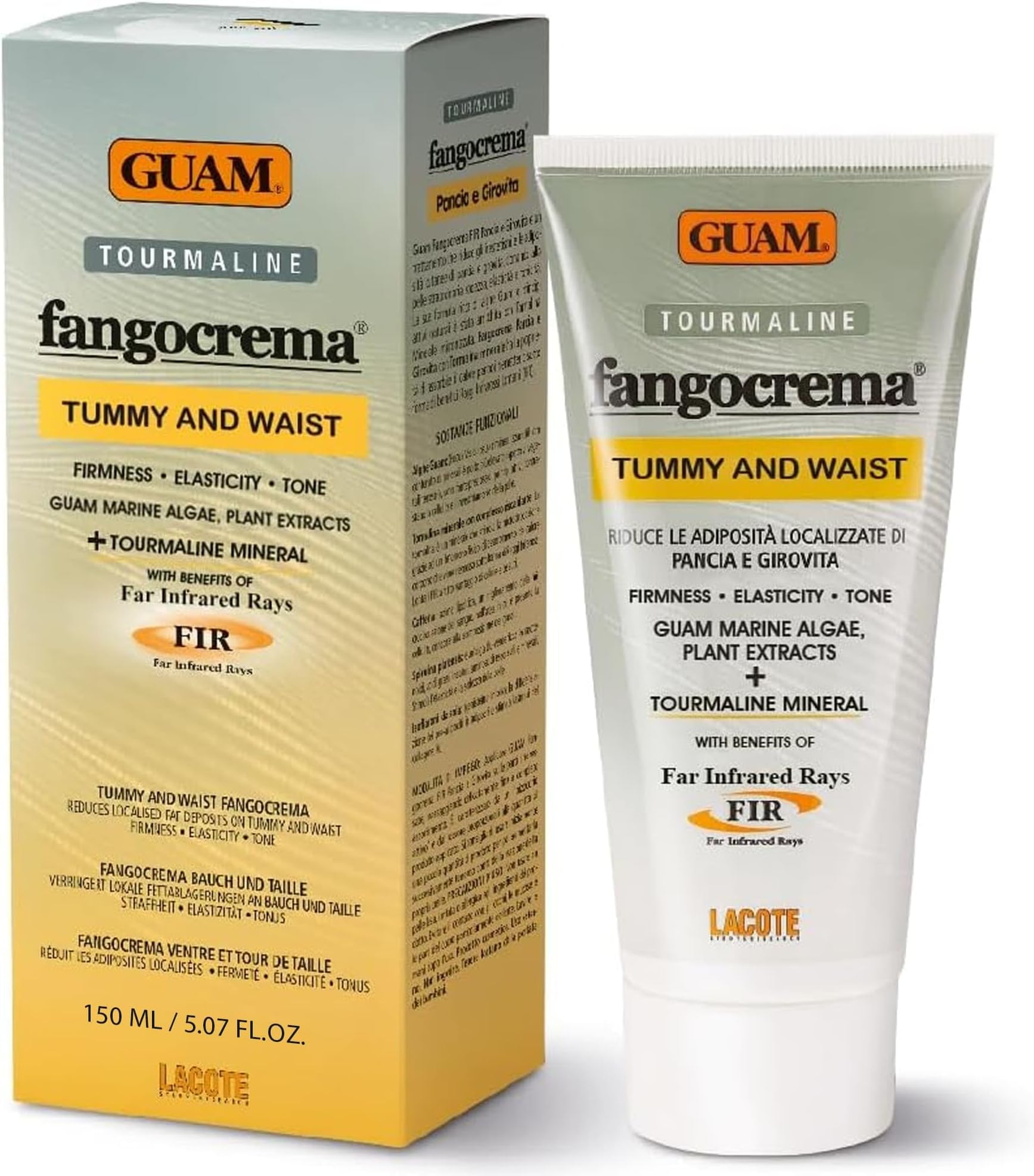 Algae Anti Cellulite Cream for Tummy & Waist, 150ml Mud based Hot Skin Tightening Cream for Stomach with Black Tourmaline & Caffeine, Natural Cellulite Remover, Belly & Tummy Skin Firming Cream