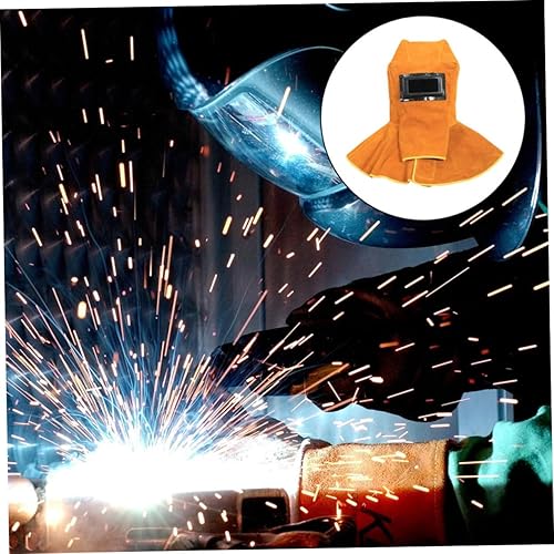 Miniatura 6 de jojofuny Máscara de soldadura de cuero, gorra de soldadura de cuero, visera de soldadura, sombrero de soldador, gorra de soldadura con cuello