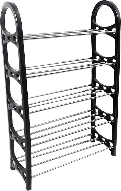 5 Tiers Shoe Rack Storage Organizer for Doorway & Living Room - Each Tier Fits 3 To 5 Pairs of Shoe and Boots - Compact yet Functional Shoes Storage Shelf- Sturdy and Durable Shoe Organizer Storage
