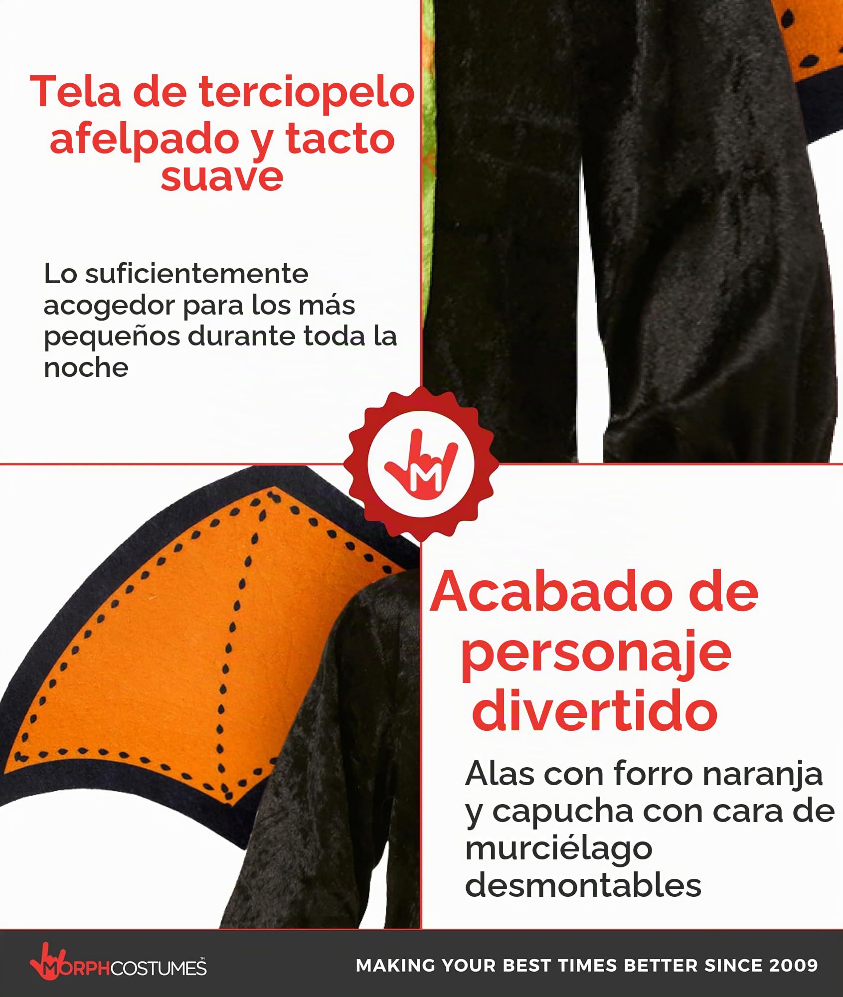 Morph Disfraz Murcielago Niño, Disfraz Halloween Niño