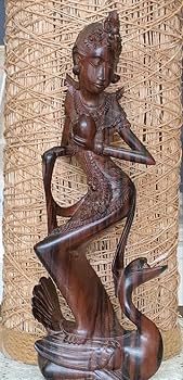 島の乙女像　 一刀彫　 縞黒檀　外国のお土産品 Amazon.co.jp: 置物 インドネシア置物 インドネシア バリ島 縞黒檀女神