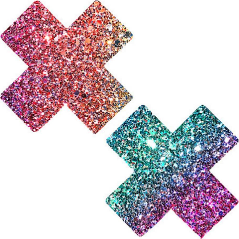 Neva Nude Iridescent Crystal Beamz Nipztix Pasties Nipple Covers for Festivals, Raves, Lingerie and More, Made in USA