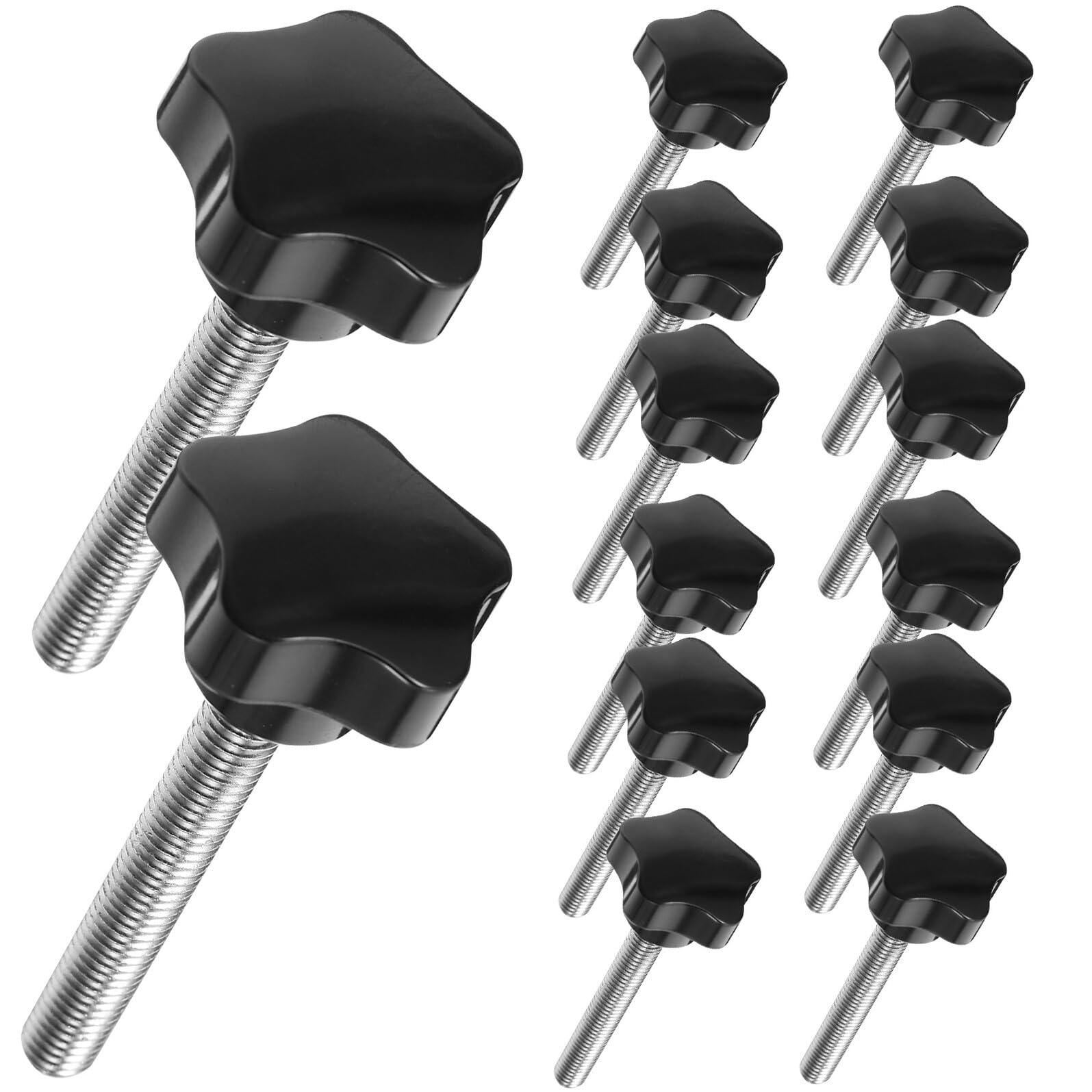 Cabilock 20pezzi Viti Manopola Filettate Vite Testa Zigrinata in Acciaio Inox Nero Dado di Serraggio Manuale Impugnatura Ergonomica Parti di Ricambio per Utensili da Officina