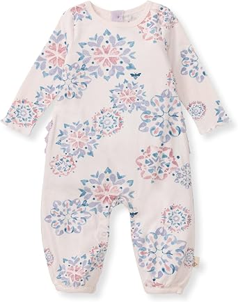 Burts Bees Baby Baby Girls Jumpsuit, 100% Organic Cotton One-piece Long Sleeve Ruffle Outfit Coverall