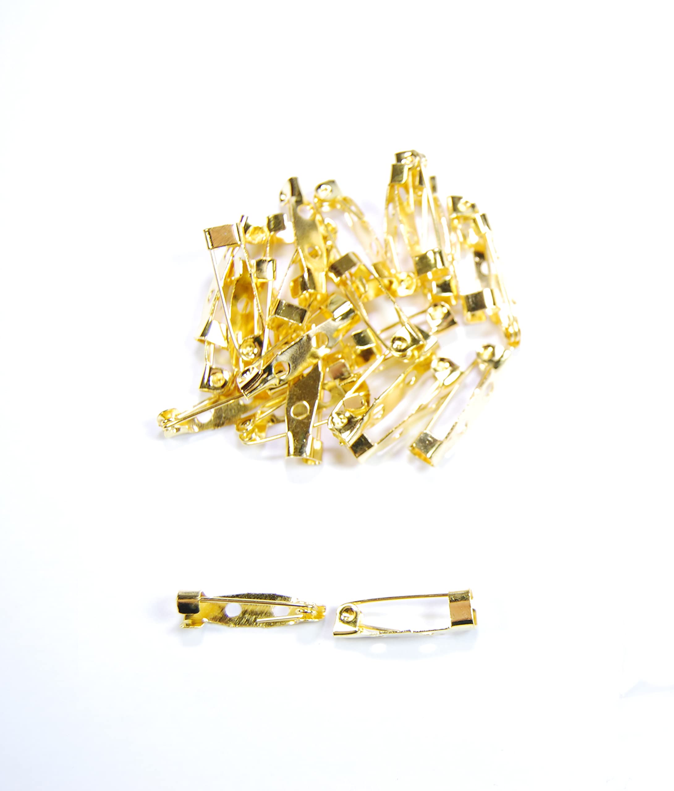 celloexpress Gold Brooch Bar Pins - Backs for Jewellery Making Findings (Gold - 20mm x 5mm - Hook Bar (2 Hole), Pack of 50)