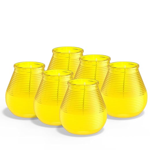 Bolsius - Outdoor Candles - Citronella - 6 Pieces - In Glass - Yellow - 40 Burning Hours - With Natural Extracts - With Natural Vegan Wax - Without Palm Oil