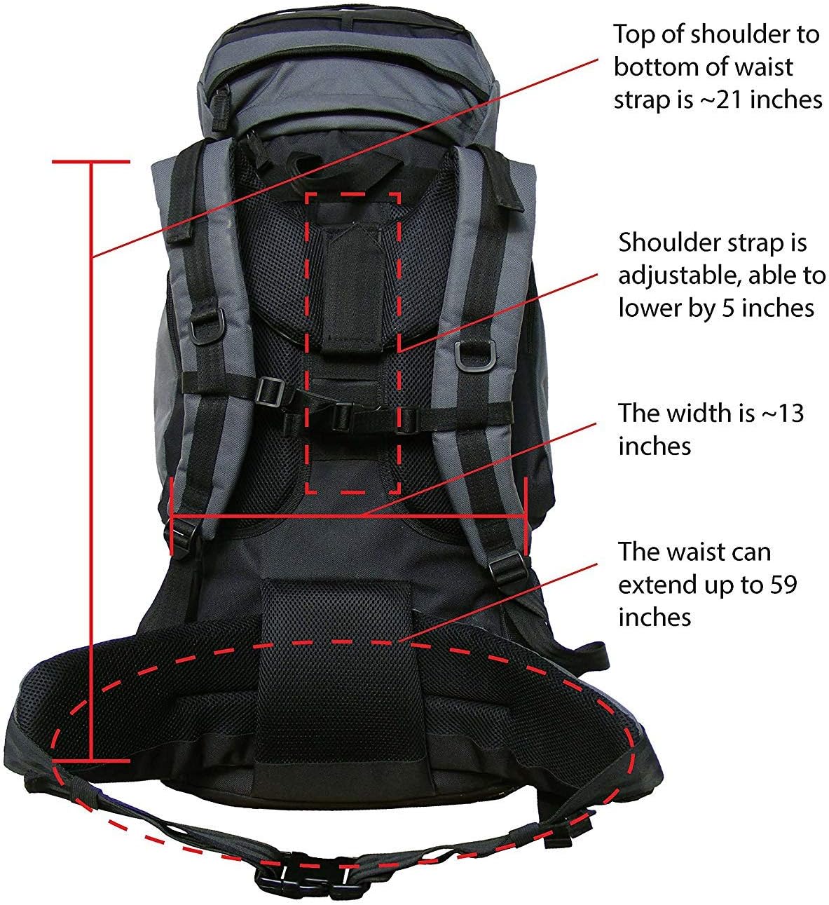 Discovery 80 Internal Frame Camping Hiking Backpack (Grey)