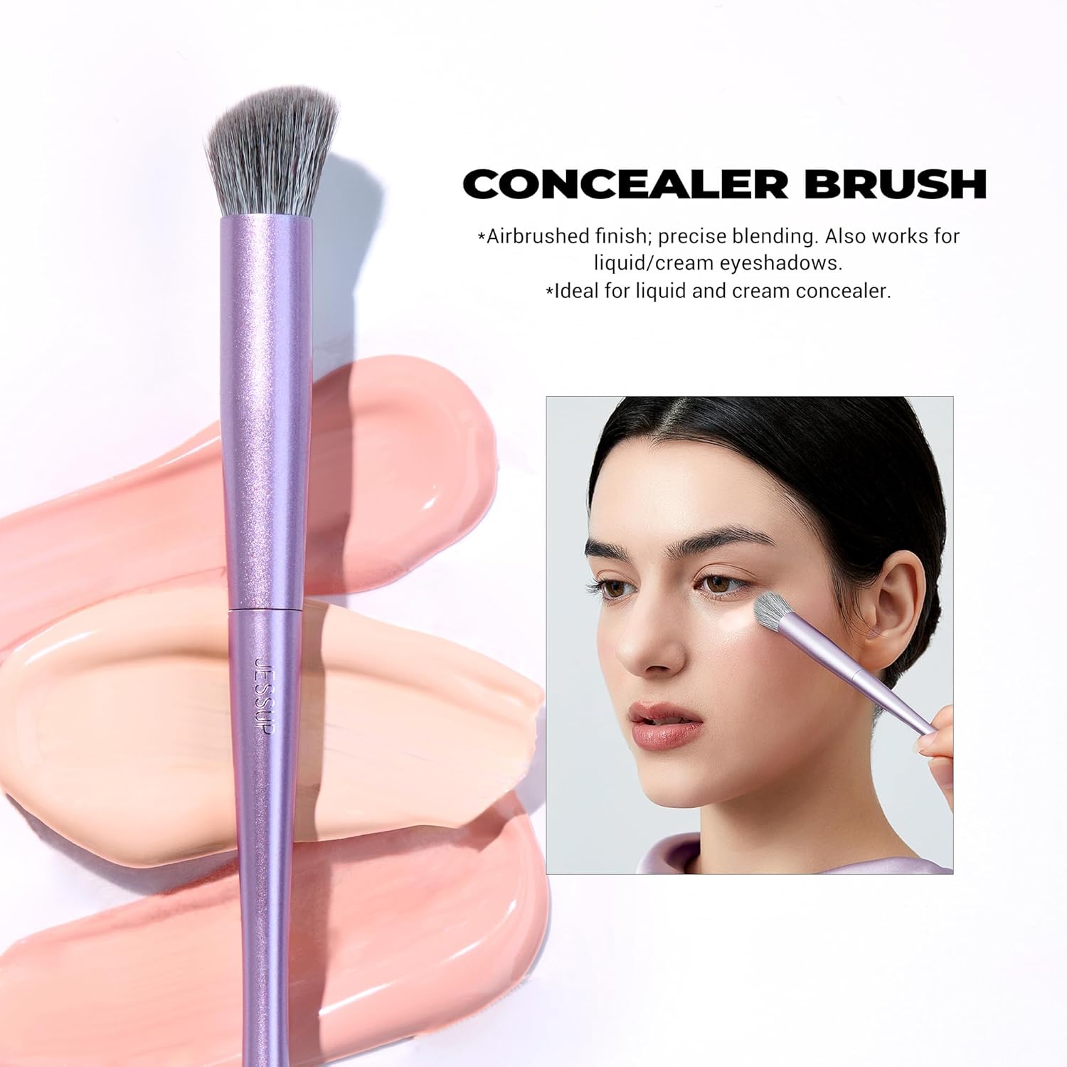 Jessup Face Makeup Brush Set 3 pcs, Ultra-Soft Dense Makeup Brushes for Foundation Contour Powder and Blush, Premium Synthetic Fiber, Luxury Purple T513 - Image 5